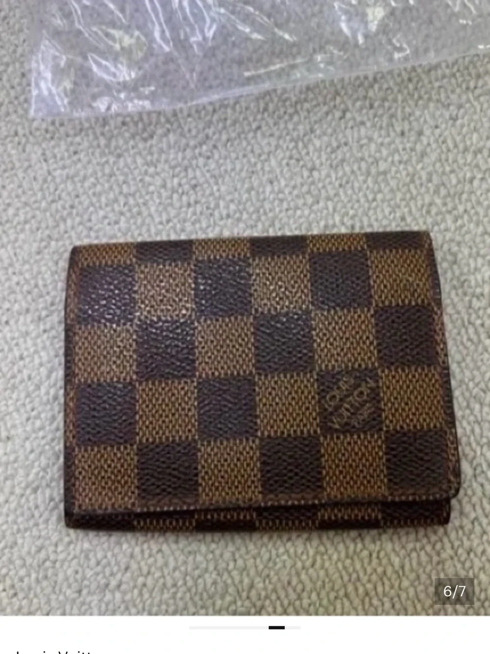 Louis Vuitton Brown Textured Leather Card Holder with Red Debossing - Picture 7 of 8